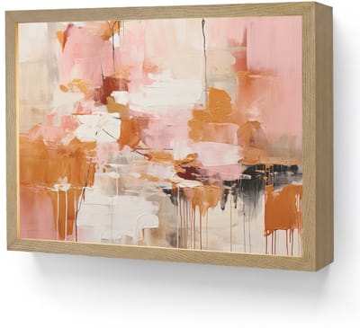 Wandlamp 40x30 cm - Oplaadbaar - Verf - Roze - Oranje - Abstract - Kunst - Wandlampen binnen woonkamer - Slaapkamer lamp - Decoratieve nachtlamp - Vloerlamp draadloos