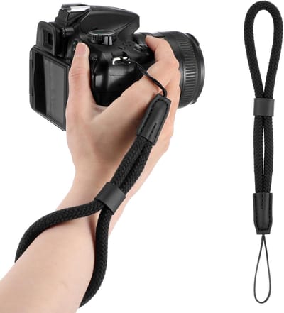 Camera Polsband - Nylon Lanyard - Veilig Vervoer - Verstelbare Lus - 26 cm Lengte - Zwart