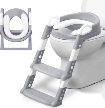BOTC WC Verkleiner - WC Verkleiner met Trapje - Toilettrainer met Opstapje - Potje peuter - Wit/Grijs