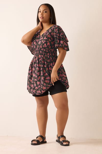 Yours Roze Top Met Bloemenprint En Fladdermouwen Size 44