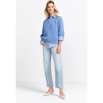 Rich & Royal Chunky Handknit Look Pullover Ocean Blue Size: XL | Sweaters Outlet | Dames | Blauw