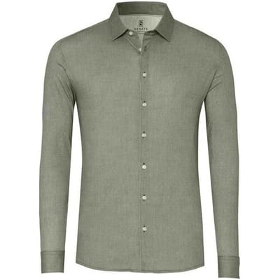 Desoto Overhemd Uni Color Oxford Casual Kent Groen / male