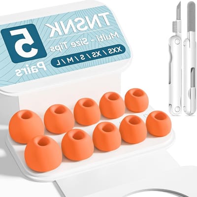 Vervangende Oordopjes voor AirPods Pro 3 Generatie met Reinigingskit en Organizer, Antislip Siliconen Tips in Oranje - Perfecte Pasvorm en Comfortabele Geluidservaring (XXS/XS/S/M/L)