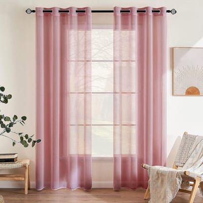 Transparante gordijnen, 2-delige set, voile, polyester, gordijnen met inslagringen, woonkamer, gordijnen met ogen, vitrage, luchtig, decoratief, voor de slaapkamer en woonkamer, 140 x 145 cm (b