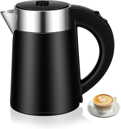 Mini elektrische waterkoker 800 ml – Draagbare reiswaterkoker RVS – 800W snelkoker met 360° basis – Compacte waterkoker voor thee, koffie & melk