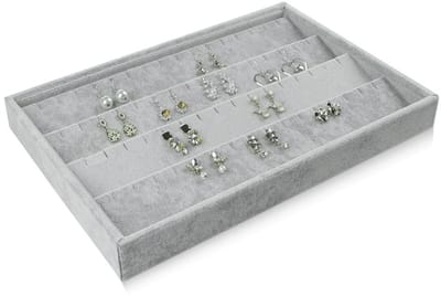 Allecto - Sieradenopberging - Opbergdoos voor Sieraden - Grijs Velvet - Voor Kettingen - Ideale Opbergoplossing voor Ringen - Geschikt voor Armband...