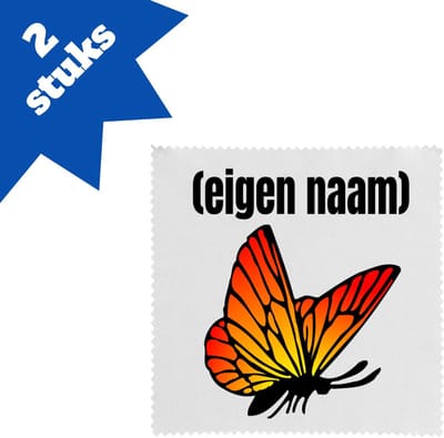 Akyol - oranje vlinder met eigen naam brillendoekjes - Vlinder - dieren liefhebber - iemand die houdt van vlinders - verjaardag - cadeau - kado - geschenk - 17,8 bij 17,8 cm - 2 stuks