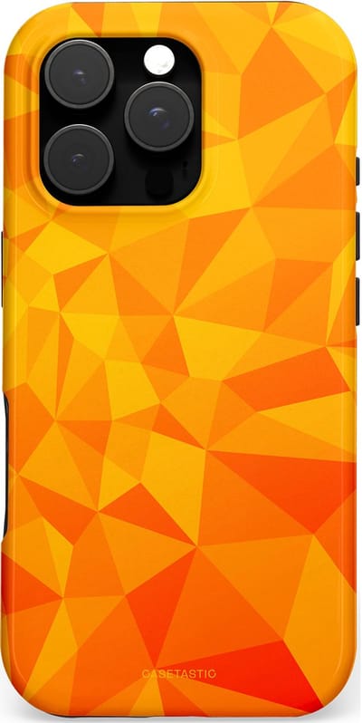 Casetastic hoesje geschikt voor Apple iPhone 16 Pro - MagSafe - Dubbellaagse bescherming - Citrus Polygoon - Fashion Case - Oranje Okergeel