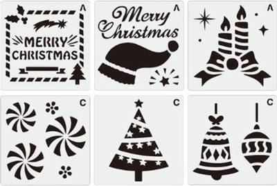Akyol - Tekensjablonen - 6 stuks - kerst - knutselen - feestdagen - sjablonen - sjablonen kerst - merry christmas - kerstversiering - kerst stencils - kerstman - kerst decoratie - sneeuwpop - raam versiering - raam decoratie kerst
