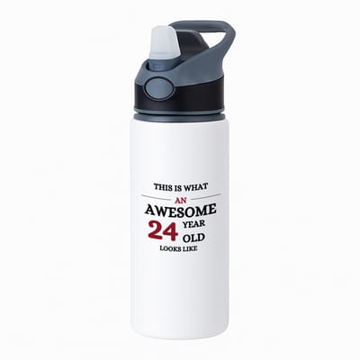 Hacebo® - This is what an awesome 24 year old looks like waterfles met rietje zwart - iemand die 24 jaar is geworden - de jarige - verjaardagscadeau - kado - geschenk - gift - leuke verjaardagscadeau - felicitatie - water fles - 650ML