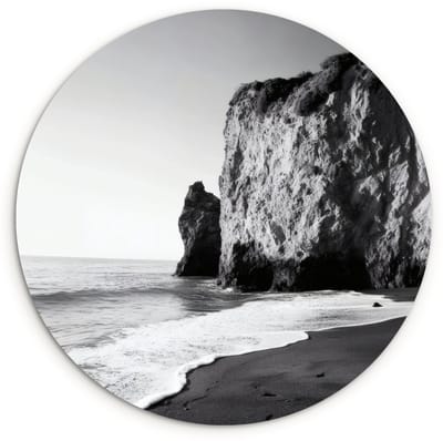 WallCircle® Wandcirkel 120x120 cm - Muurcirkel Strand - Klif - Golven - Voetstappen - Muurdecoratie woonkamer - Wanddecoratie slaapkamer - Kamer decoratie accessoires - Ronde schilderijen XXL