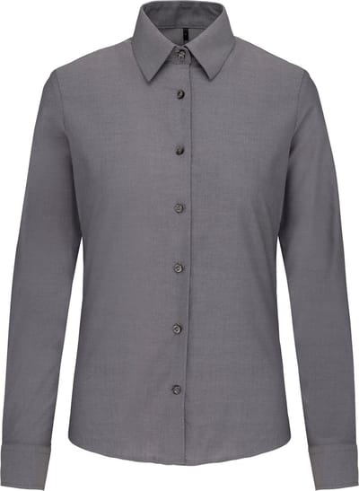 Kariban Dames Oxford blouse lange mouwen K534 - Oxford Silver - M