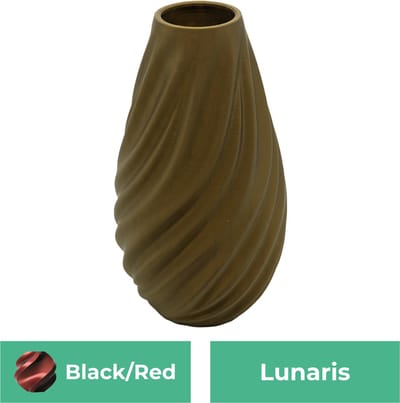 Lunaris moderne vaas – Decoratieve vaas - Zwart / Rood - 3d geprinte vaas – geschikt voor droogbloemen - 20CM