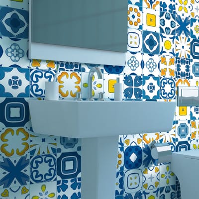 Zelfklevende tegelmuurstickers voor keuken en badkamer - 24 Azulejos Severilla tegelstickers - 24 stickers 10x10cm