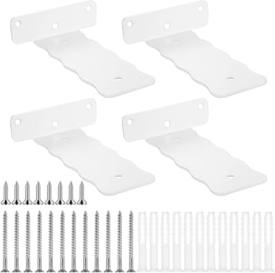 Stevige L-vormige Planksteunen voor Wandmontage, Onzichtbare Plankdragers, Ideaal voor Planken en Decoratie (4 stuks, Wit, 15 cm)