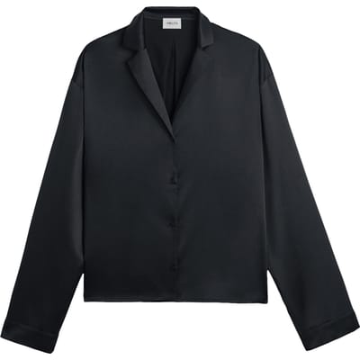 Mikuta The Black Silk Shirt Maat: L | Longsleeves Outlet | Dames | Zwart