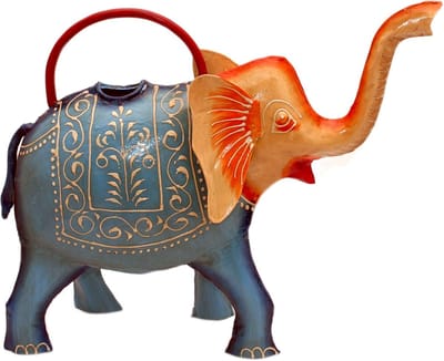 Decoratieve gieter - Olifant design - Planten water geven - Handgemaakt metaal - 40x31x10 cm - Turquoise met goud