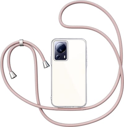Hoesje met Koord geschikt voor Xiaomi 13 Lite - Back Cover Siliconen Case Transparant Hoes Roségoud