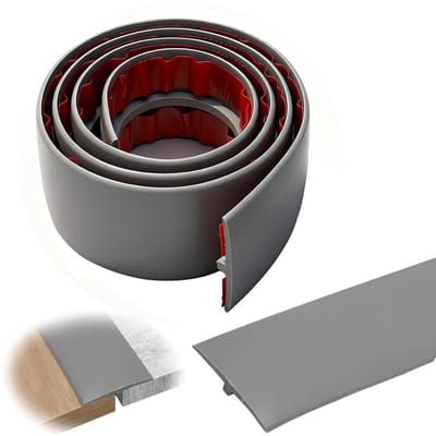 Overgangsprofiel 1 m x 5 cm, zelfklevend PVC, T-profiel voor vloercompensatie, ideaal voor parket en laminaat, grijs
