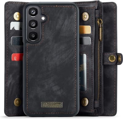 CaseMe Hoesje - Geschikt voor Samsung Galaxy A15 Hoesje - CaseMe 008 2-in-1 Book Case & Back Cover met Portemonnee - Zwart