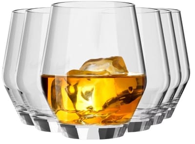 KROSNO | Tumbler glazen | Set van 6 stuks - 380 ml | Ray collectie | Whisky glazen | Elegant ontwerp | Ideaal voor thuis, restaurants, feestjes | Vaatwasmachinebestendig | Handgemaakt