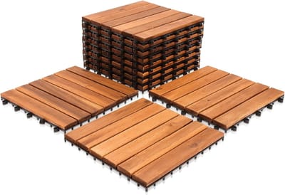 Houten tegels - Terrastegels Balkontegels - Buiten vloeren - Acaciahout kliksysteem - 4 m² 30x30cm - Natuurlijk hout