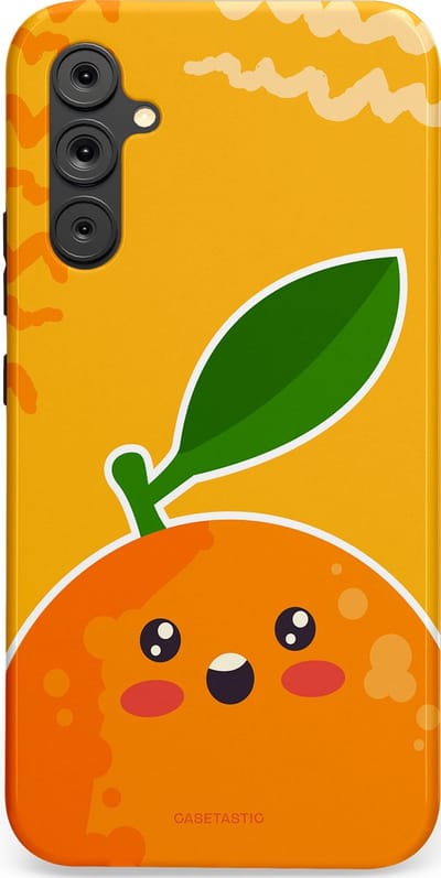 Casetastic Hoesje Geschikt voor Samsung A34 (5G) - Stijlvolle Beschermende Duo-layer Case - Vrolijke Sinaasappel
