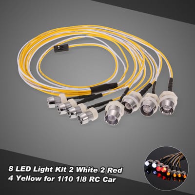 Kit De 8 LED 2 Blanc 2 Rouge 4 Jaune voor 1/10 1/8 Traxxas SCX10 D90 RC Auto veelkleurig