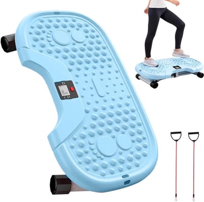Fitness Stepper - Beentrainer Twist - Full Body Training - Ruimtebesparend Ontwerp - 55.5 x 30.5 cm - Blauw