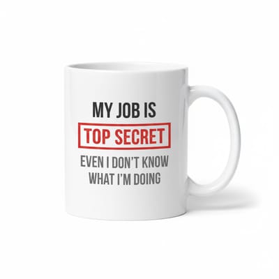 Grappige Office Mok 330ml – “My Job Is Top Secret, Even I Don’t Know What I’m Doing” – Leuk Cadeau voor Collega’s & Kantoorhumor