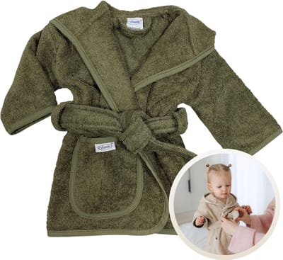 Funnies Badjas Forest 0-12 Maanden Baby Badjas, Badjas Kinderen, Peuterbadjas - 100% Katoenen Badstof - Zacht en Absorberend - Perfect na Zwemmen, Douchen of Badderen - Ideaal als Cadeau voor Baby’s en Kinderen