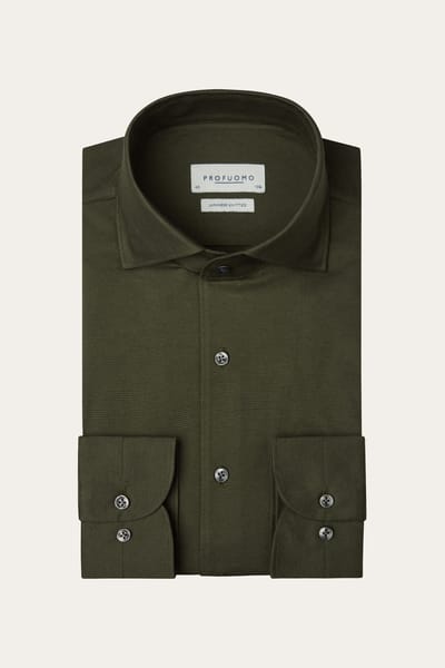 Profuomo Profuomo Overhemd Japanse Knitted One Piece Army  40