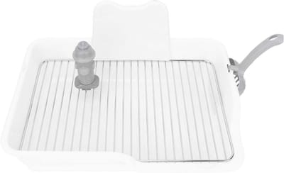 Hondentoilet - Plasbak - Zindelijkheidstraining - Roestvrijstalen Gaas - 52x37x14 cm - Wit
