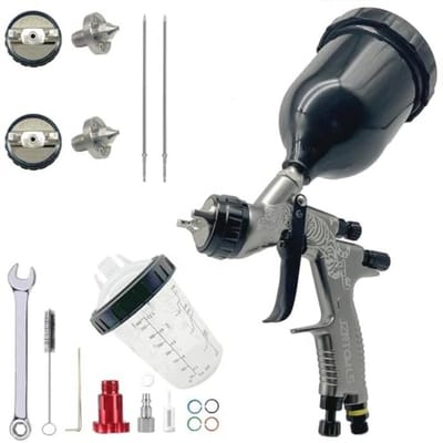 Professioneel HVLP spuitpistool met 1,3 mm/1,8 mm nozzle en 600 ml verfbeker