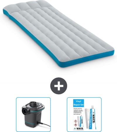 Intex Campingmat - Twijfelaar - 72 x 189 x 20 cm - Blauw - Inclusief Pomp en Reparatieset
