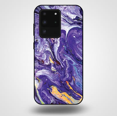 Smartphonica Telefoonhoesje voor Samsung Galaxy S20 Ultra met marmer opdruk - TPU backcover case marble design - Goud Paars geschikt voor Samsung Galaxy S20 Ultra