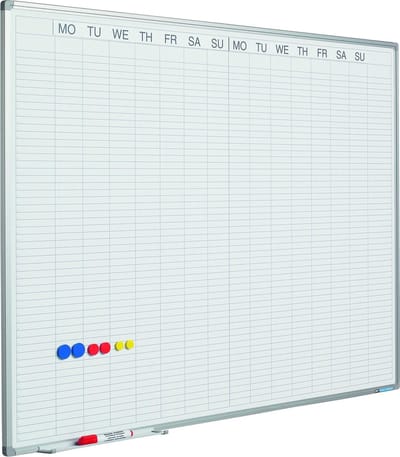 Planbord Softline profiel 8mm Dubbele week, GB incl. dagenstrook - Weekplanner - 90x120cm