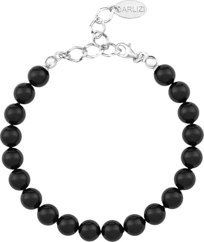 ARLIZI 1085 Parel Armband - Dames - 925 Sterling Zilver - 20 cm - 8 mm - Zwart