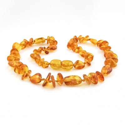 Wild Sun Barnsteen Ketting Baby / Peuter - Amber Ketting - Baltische Barnsteen – Pijnstillend bij Doorkomende Tanden - 32 cm – Mix - Honey