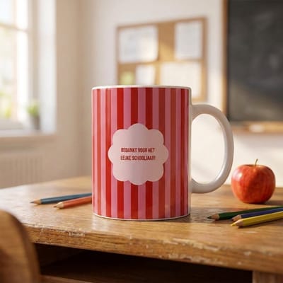 Mok met tekst | Bedankt Juf | Roze | Rood | Bedankt | Cadeau | Keramiek | 330 ML | Fotofabriek