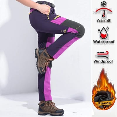 Dikke Waterdichte Fleece Winterbroek voor Dames - Perfect voor Wandelen, Kamperen en Skiën - Winddicht en Comfortabel (Maat L t/m 62 KG) - Winterkleding, Outdoor Broek, Fleece Broek, Damesbroeken
