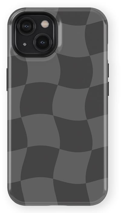 Checkered Warp Hoesje geschikt voor iPhone 14 | Geschikt Voor Mag | Uniek Design Hoesje | Beschermhoes geschikt voor iPhone 14 Grey Motion