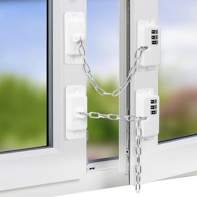 Verstelbare Raambegrenzer UPVC - 2 Zelfklevende Koelkastsloten met Wachtwoord - Geen Boren Nodig - Voor Vriezer, Raam, Deur, Kast - Veiligheidssluiting voor Kinderen, Huisdieren - Wit