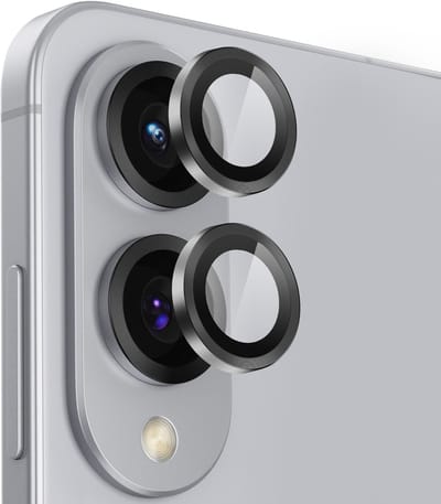 ENKAY, Camera Protector Geschikt voor Samsung Galaxy S25 Edge Aluminium Contour Gehard Glas, Zwart