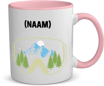 Akyol - snowboard met eigen naam koffiemok - theemok - roze - Snowboarden - snowboarders - wintersport - 350 ML inhoud