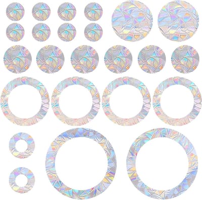 24 Ronde Raamstickers met Prisma-effect ter Bescherming tegen Vogels, Anti-botsing Stickers en Regenboog Raamfolie voor Veiligheid en Dierenbescherming