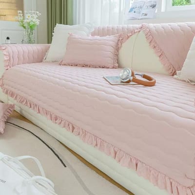 Vier Seizoenen Universeel Eenvoudig Modern Europese Stijl Bank Kussen Rok Zoom Leer Anti-Slip Kussenhoes Hoesdoek 70x70cm white