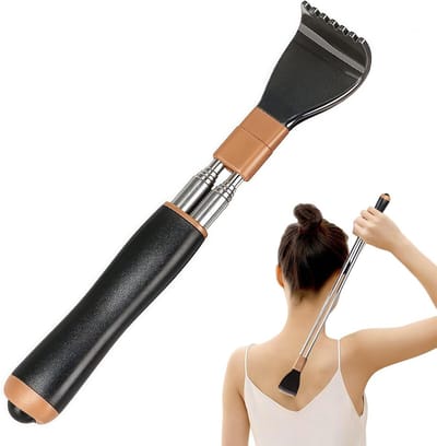 Rugkrabber telescopisch, extra stabiele krabhand met versterkte stangen en massageparels, uittrekbare rugkrabber met soft-grip voor mannen en vrouwen