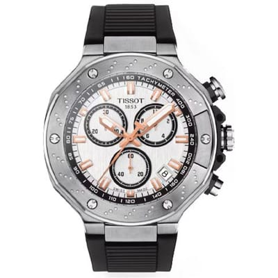 Tissot Sports Serie Quartz Uurwerk 100 Meter Waterbestendig Horloge 45 Mm Wit Wijzerplaat Roestvrijstalen Kast Siliconen Band T141.417.17.011.00 Regular Watch Box,White Dial gray