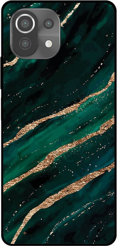Smartphonica Telefoonhoesje Geschikt voor Xiaomi Mi 11 Lite met marmer opdruk - TPU backcover case marble design - Groen Goud geschikt voor Xiaomi Mi 11 Lite